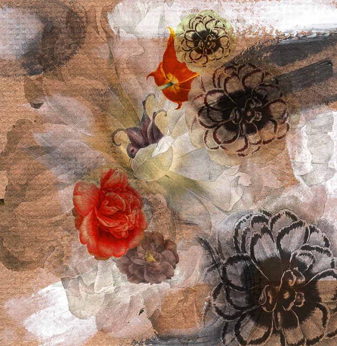 Collage with photographs and chalk